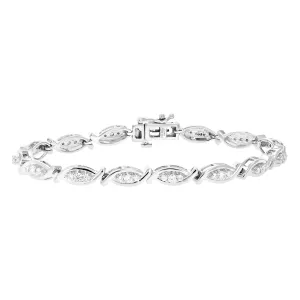 1 cttw Round Lab Grown Diamond Tennis Bracelet .925 Sterling Silver Prong Set