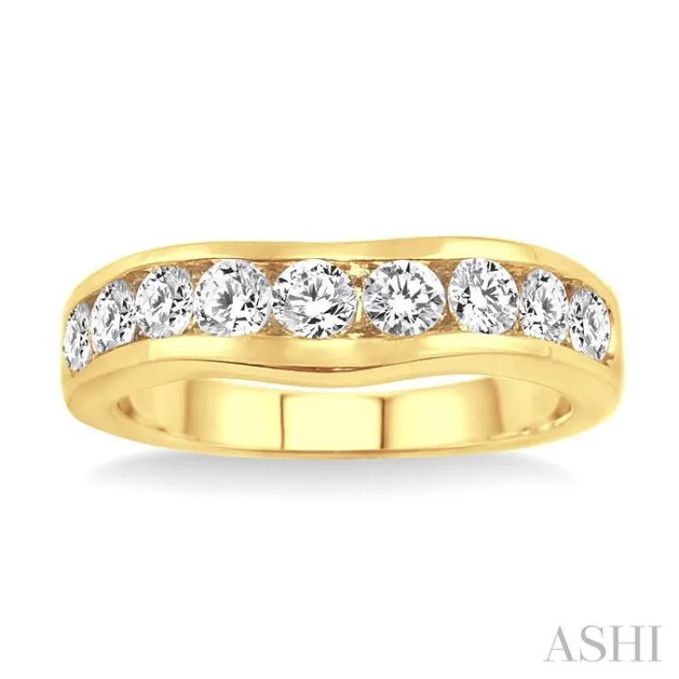 1 Ctw Round Cut Diamond Matching Wedding Band in 14K Yellow Gold