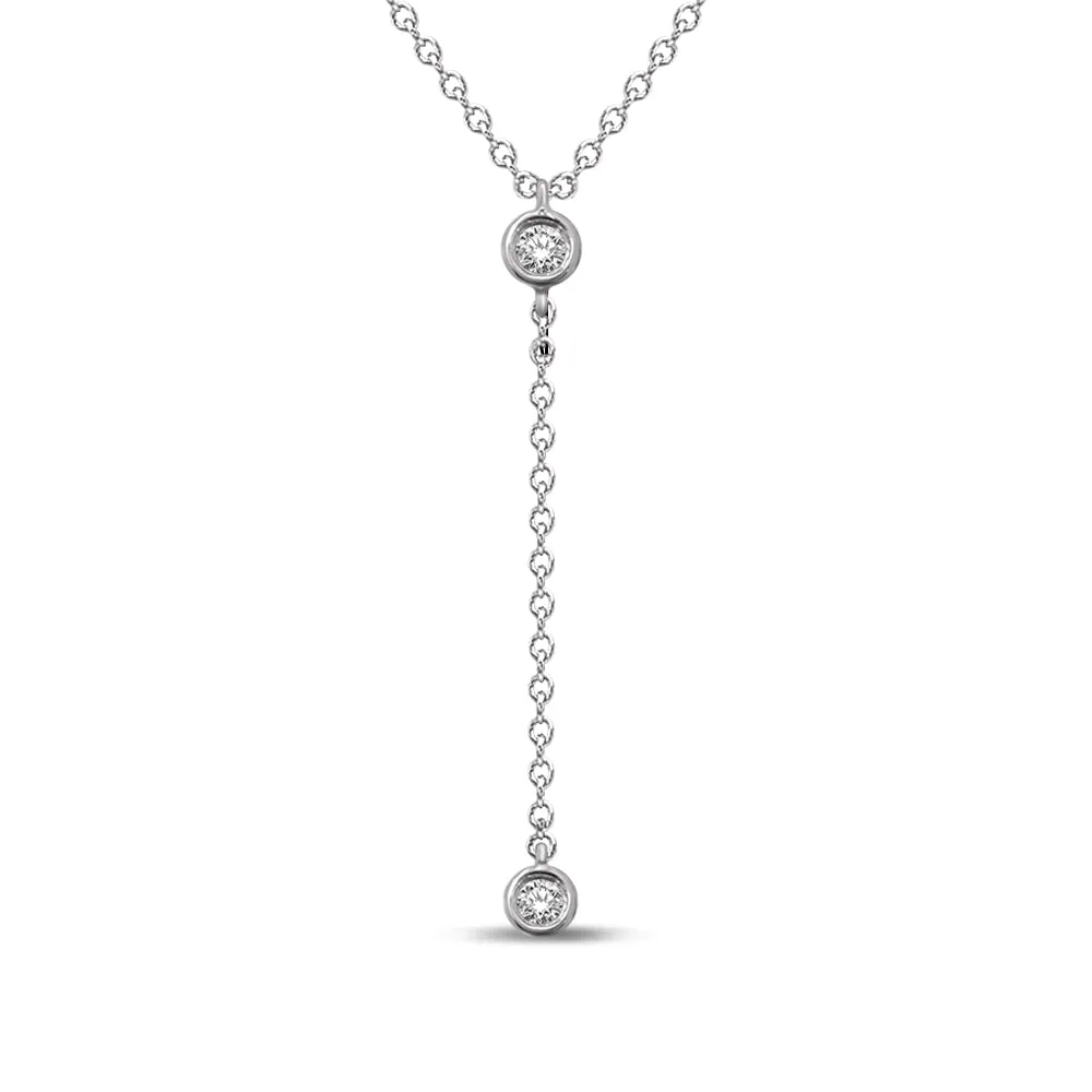 10K White Gold 1/20 Ct.Tw.Diamond Lariate Necklace