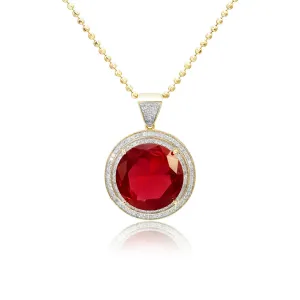 10k Yellow Gold .75ct Diamond Ruby Pendant