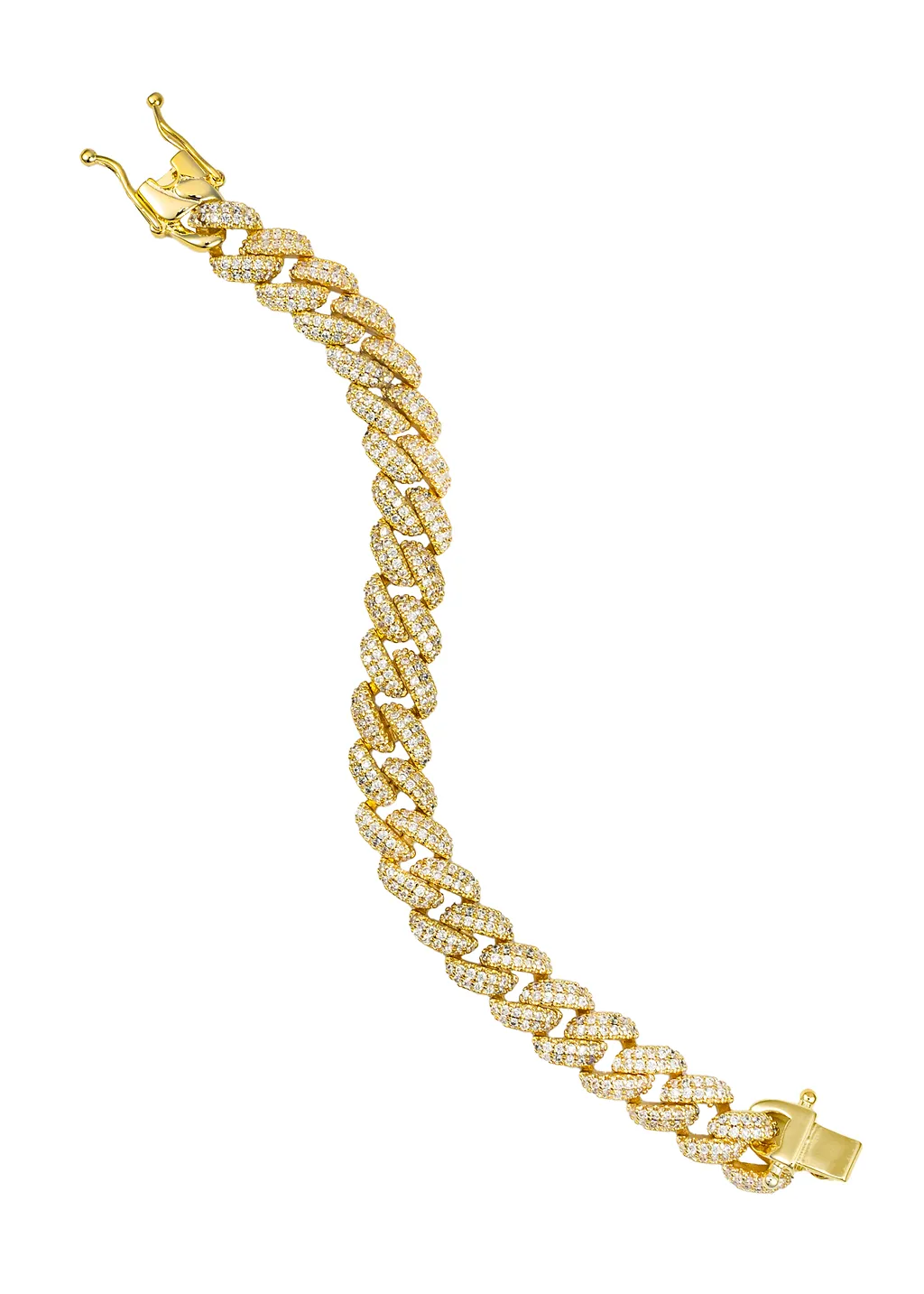 10mm Cuban Curb Chain CZ Pave Bracelet (I286)