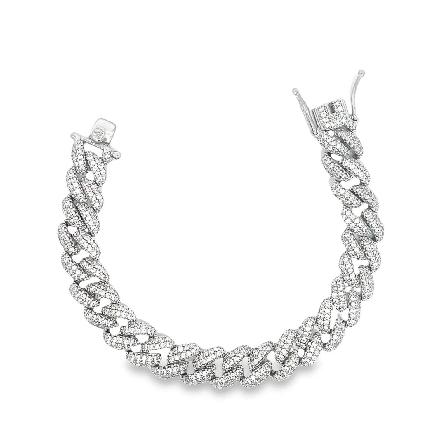 10mm Cuban Curb Chain CZ Pave Bracelet (I286)