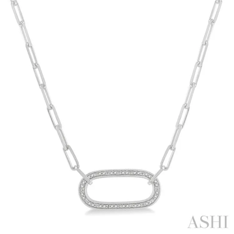 1/10 ctw Round Cut Diamond Paper Clip Pendant in Sterling Silver