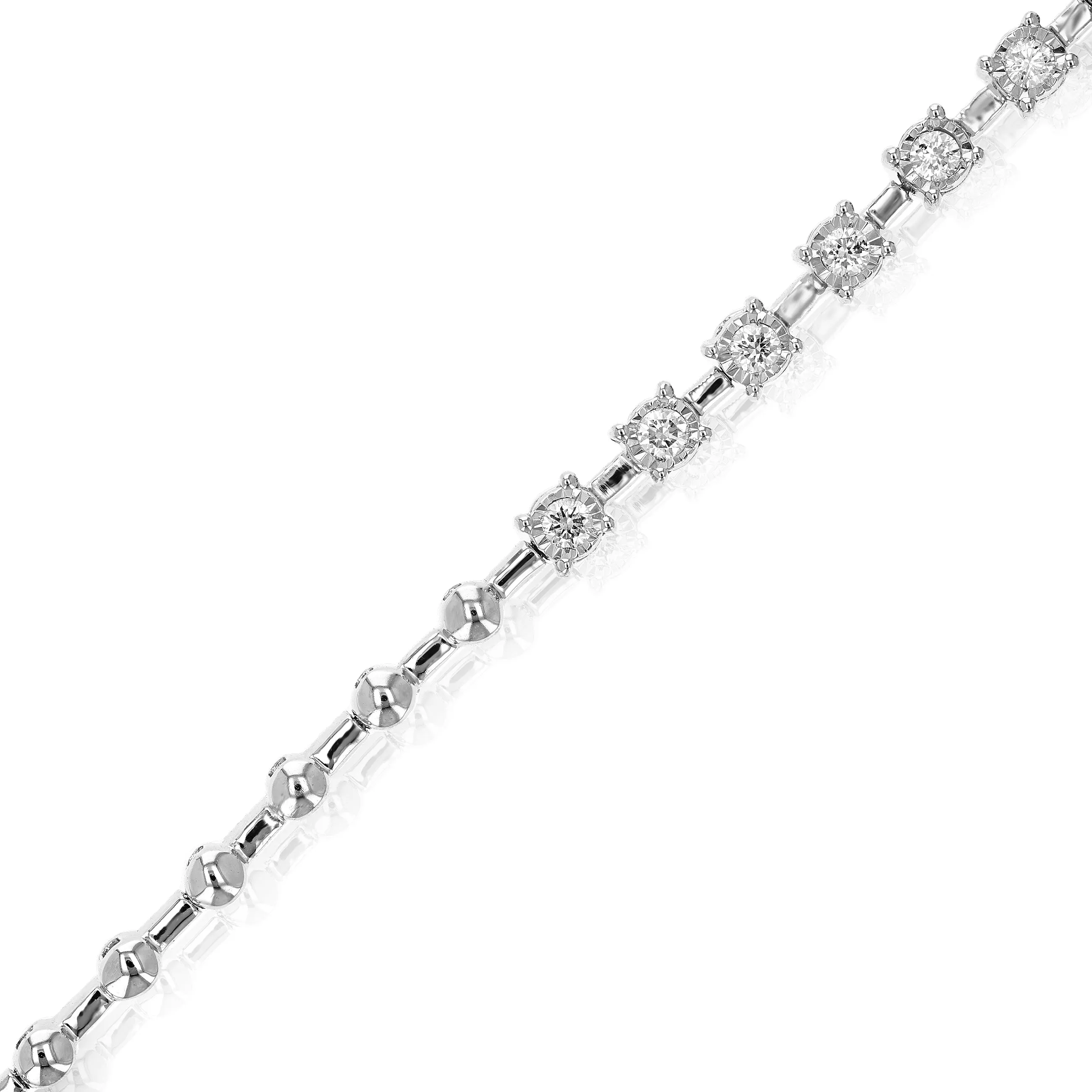 1/2 cttw Round Cut Lab Grown Diamond Tennis Bracelet in .925 Sterling Silver Prong Set 7 Inch