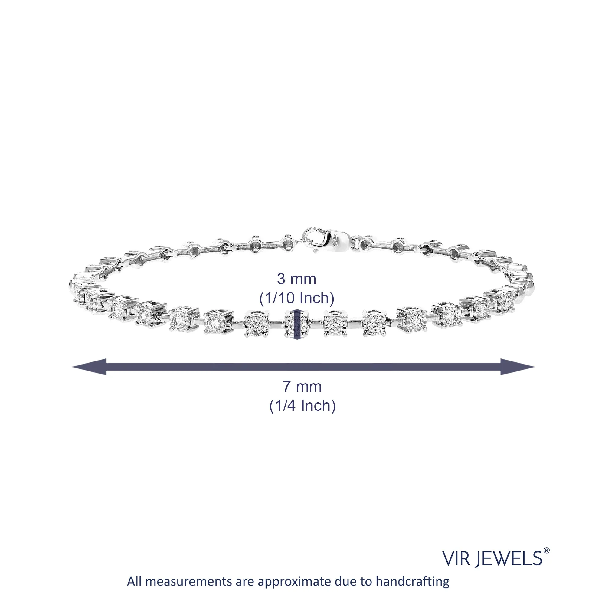 1/2 cttw Round Cut Lab Grown Diamond Tennis Bracelet in .925 Sterling Silver Prong Set 7 Inch