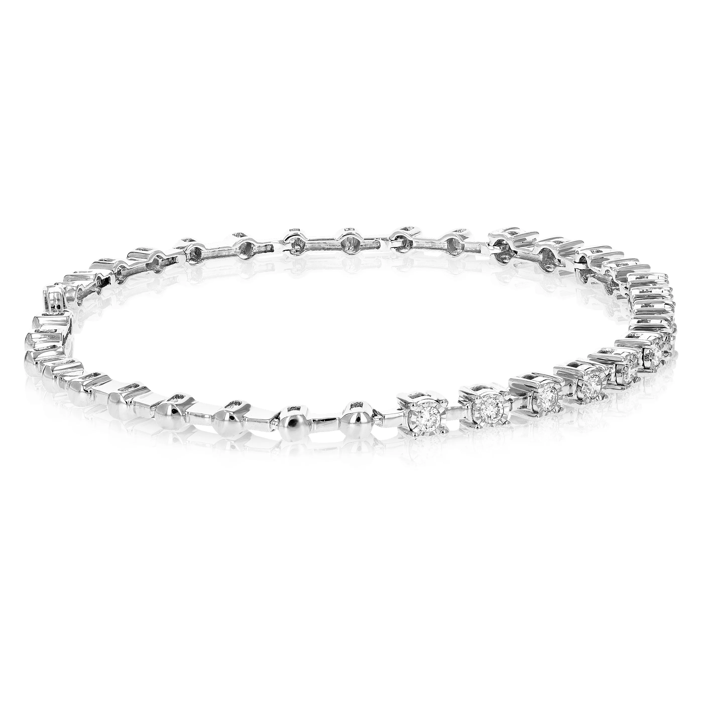 1/2 cttw Round Cut Lab Grown Diamond Tennis Bracelet in .925 Sterling Silver Prong Set 7 Inch