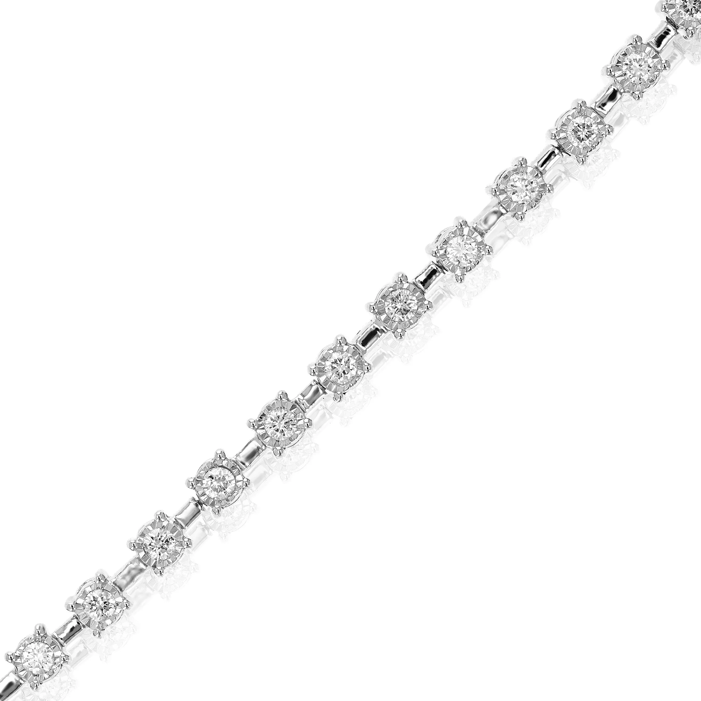 1/2 cttw Round Cut Lab Grown Diamond Tennis Bracelet in .925 Sterling Silver Prong Set 7 Inch