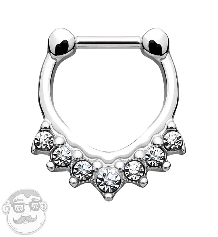 14G Septenary CZ Stainless Steel Septum Clicker