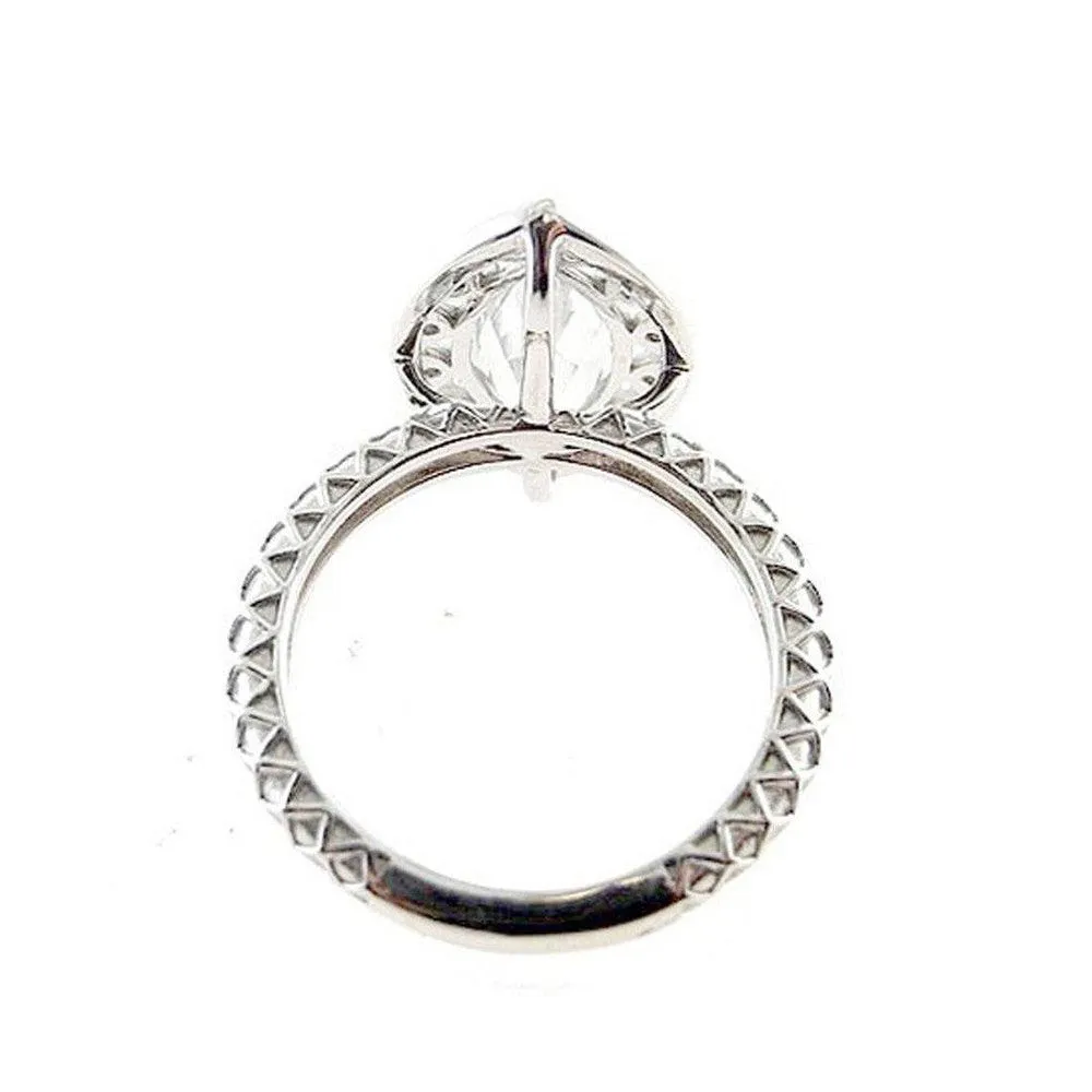 14k Marquis Ring in White Gold with Diamonds