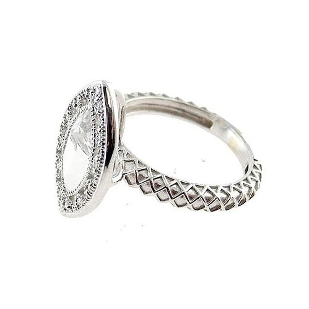 14k Marquis Ring in White Gold with Diamonds