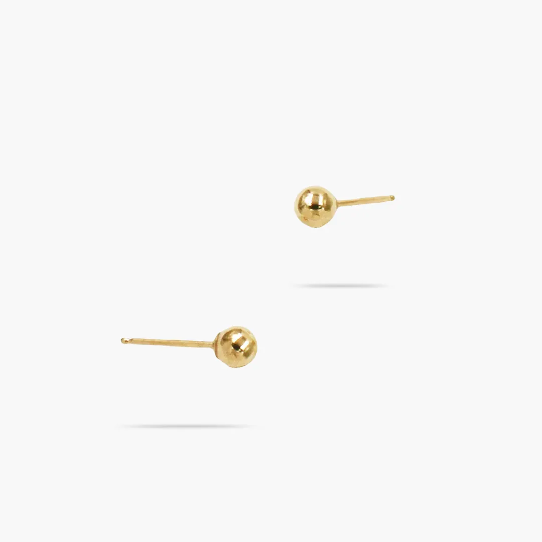 14k Solid Gold 5mm Round Ball Stud Earrings