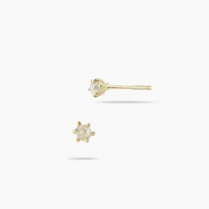 14k Solid Gold Gray Diamond Solitaire Stud Earrings