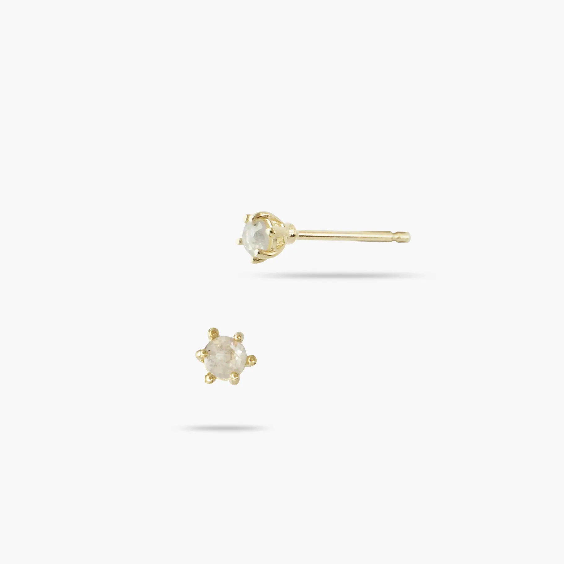 14k Solid Gold Gray Diamond Solitaire Stud Earrings