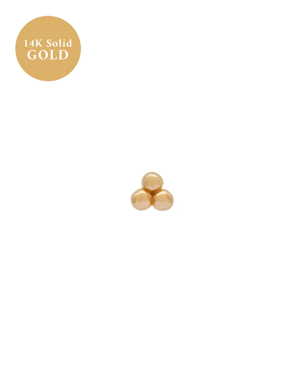 14K Solid Gold Trinity Single Stud