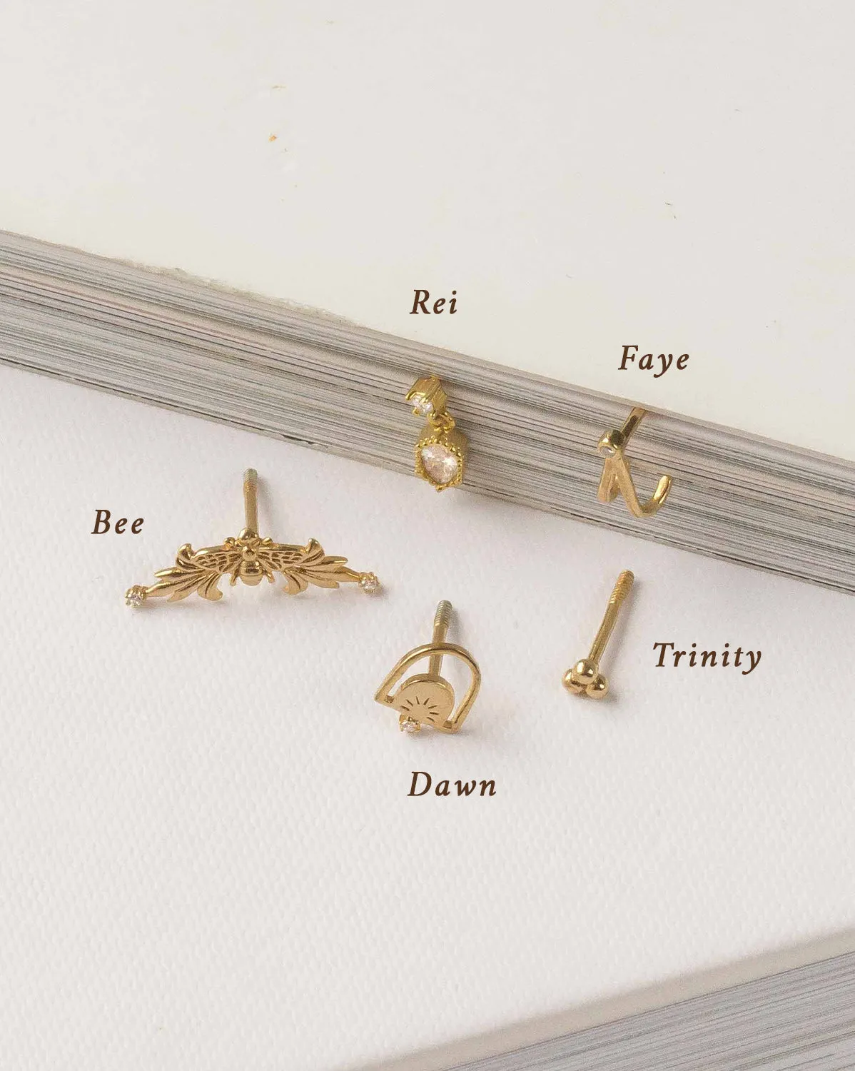 14K Solid Gold Trinity Single Stud