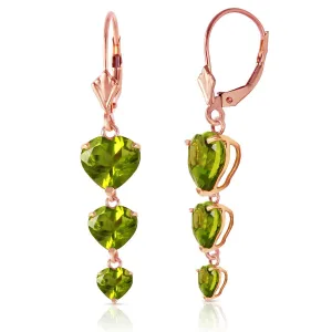 14K Solid Rose Gold Chandelier Real Peridot Earrings