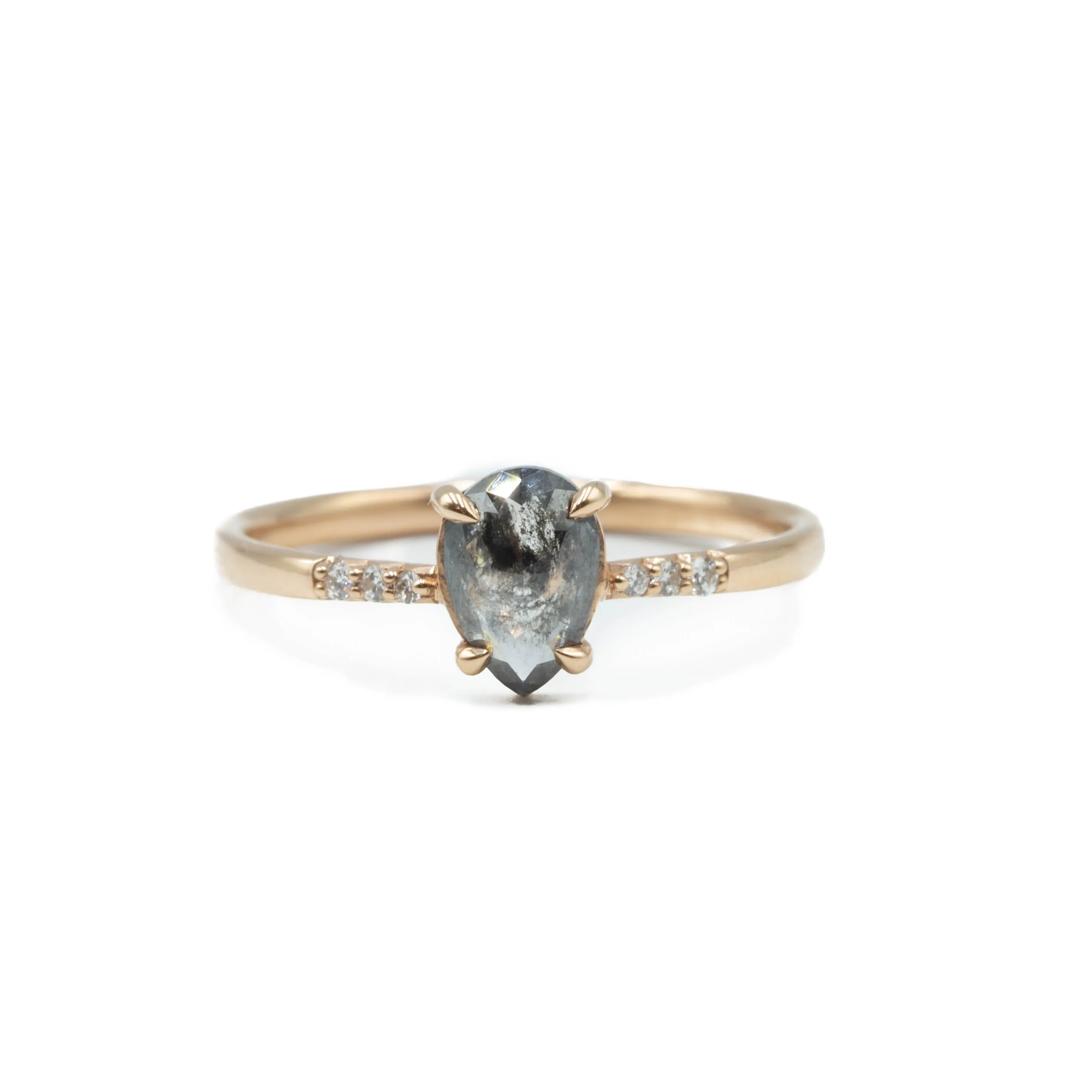 14kr .82ct Pear Salt & Pepper "Amry" Diamond Ring