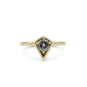 14ky .50ct Salt & Pepper Diamond Kite-Shaped Ring