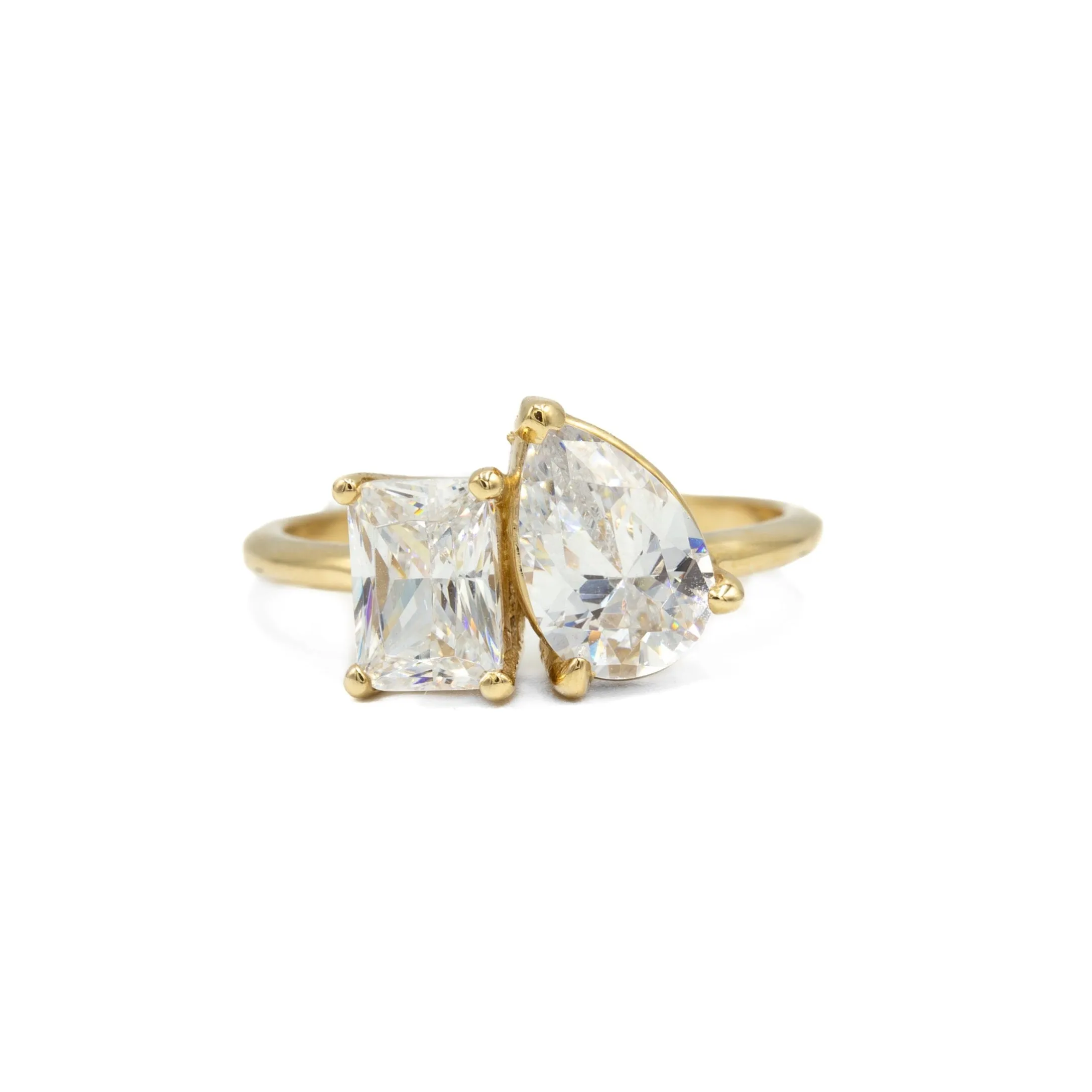 14ky Toi et Moi Emerald-Cut & Pear-Shaped Ring