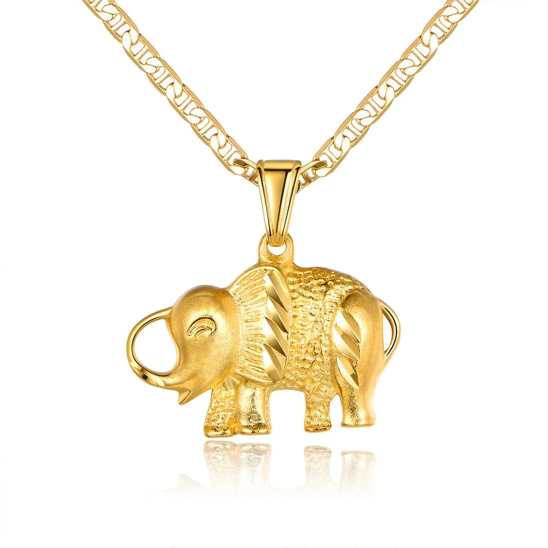 18K Gold Plated Lucky Elephant Pendant Necklace