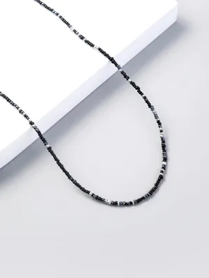 1pc Silver and Black Color Beaded Necklace for Women Girls Accessories Jewelry