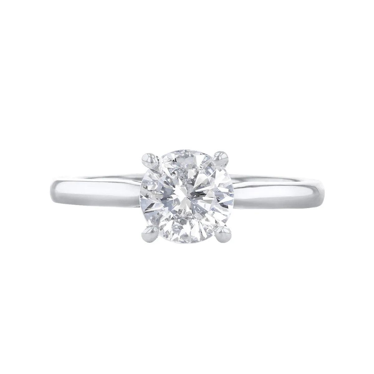 2-00ct Poppy Plain Round Brilliant Cut Diamond Solitaire Engagement Ring | 18ct-White-Gold