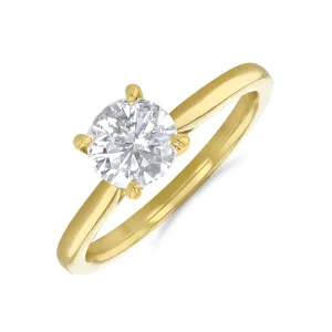 2-00ct Poppy Plain Round Brilliant Cut Diamond Solitaire Engagement Ring | 18ct-Yellow-Gold