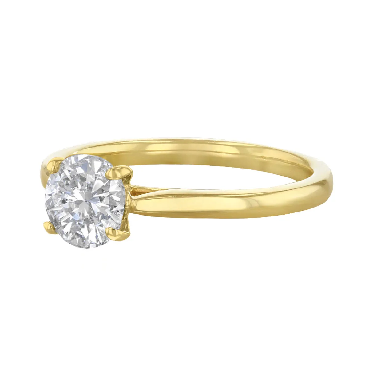 2-00ct Poppy Plain Round Brilliant Cut Diamond Solitaire Engagement Ring | 18ct-Yellow-Gold