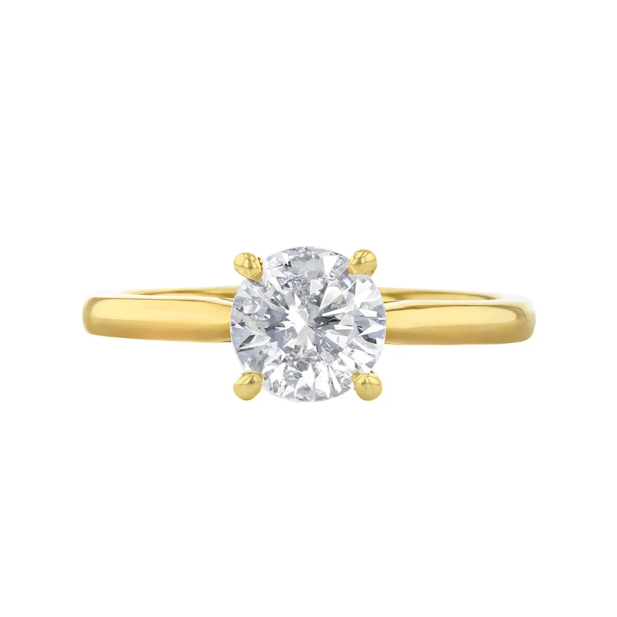 2-00ct Poppy Plain Round Brilliant Cut Diamond Solitaire Engagement Ring | 18ct-Yellow-Gold