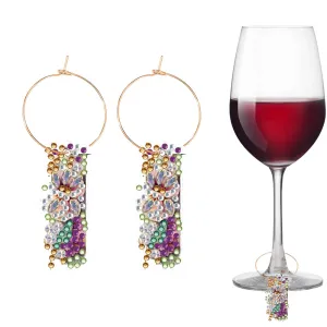 2 PCS Letter I Diamond Wine Glass Charms Diamond Painting Drink Markers Tags