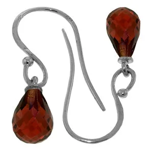 2.7 Carat 14K Solid White Gold Fish Hook Earrings Natural Garnet