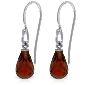 2.7 Carat 14K Solid White Gold Fish Hook Earrings Natural Garnet