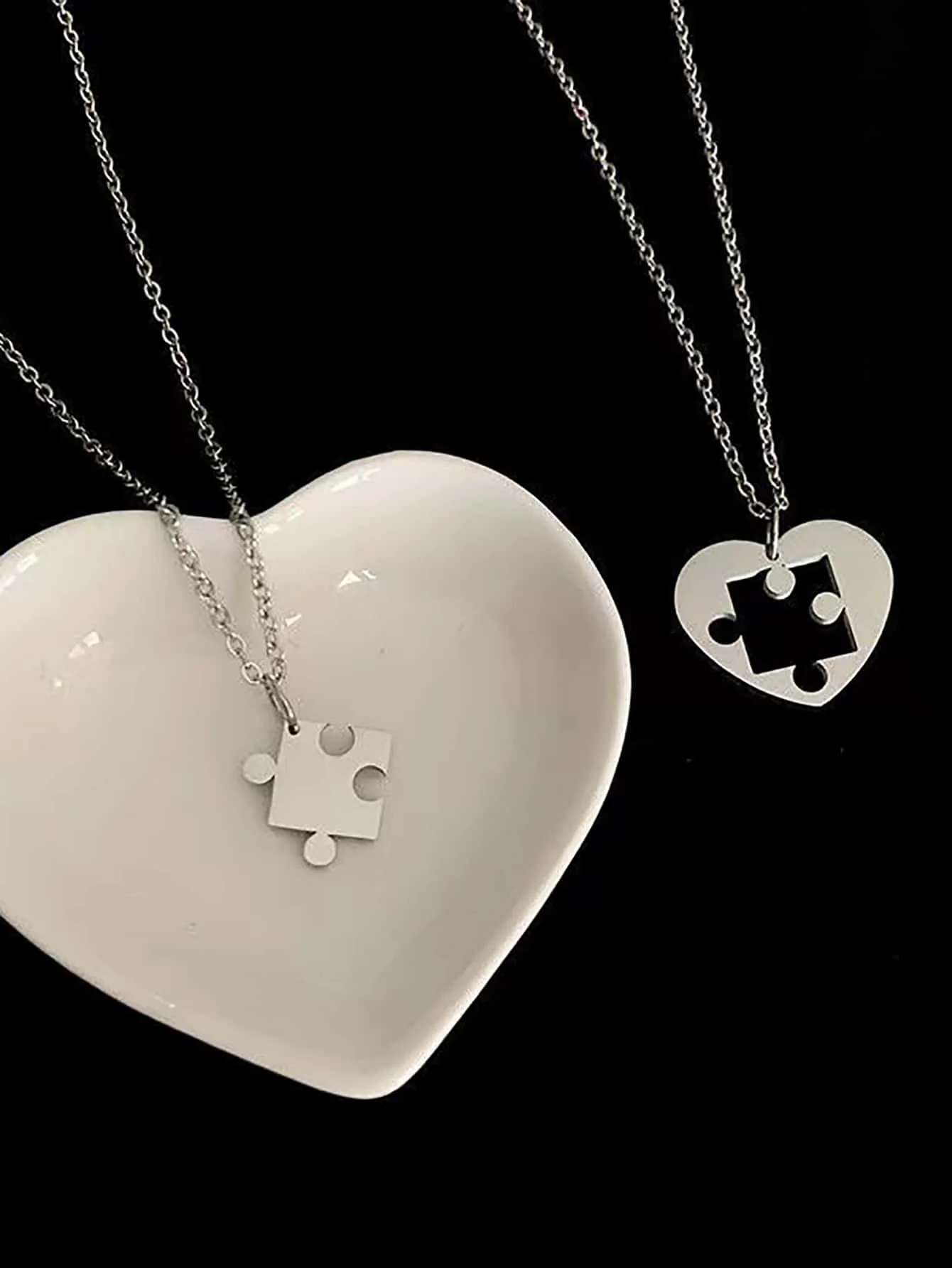 2pcs Puzzle Pendant Necklace for Women Jewelry for Women Gift for Her Necklace