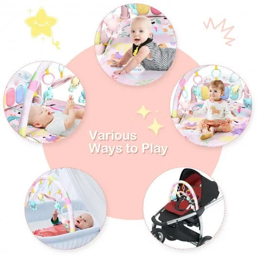 3 in 1 Fitness Music and Lights Baby Gym Play Mat-Pink