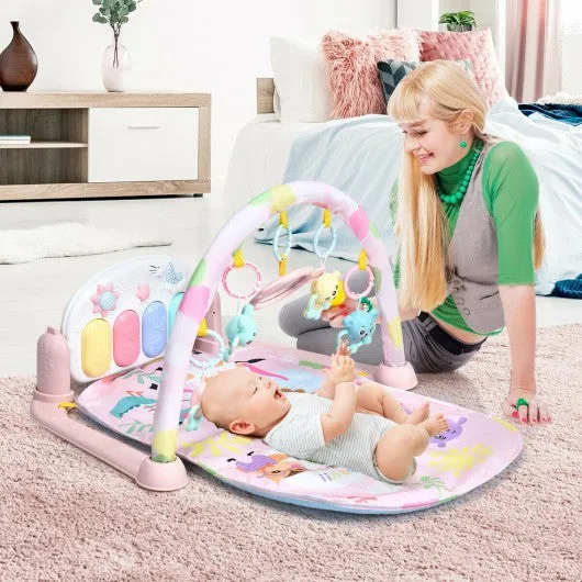 3 in 1 Fitness Music and Lights Baby Gym Play Mat-Pink