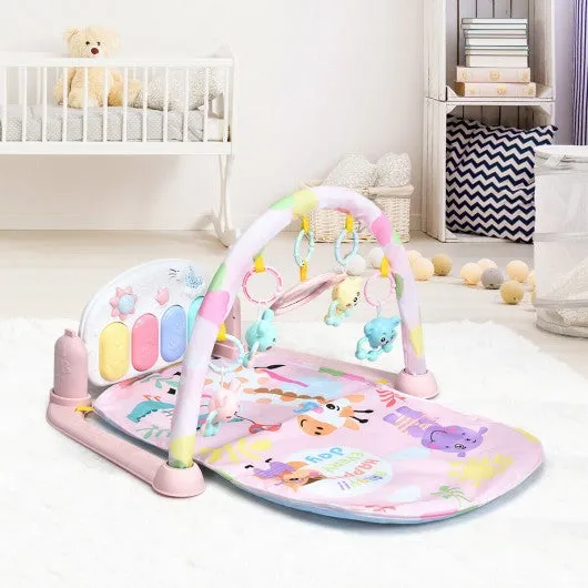 3 in 1 Fitness Music and Lights Baby Gym Play Mat-Pink