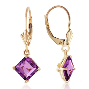 3.2 Carat 14K Solid Yellow Gold Excellence Amethyst Earrings