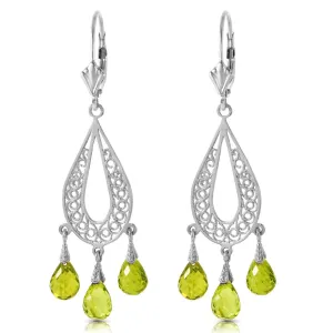 3.75 Carat 14K Solid White Gold Chandelier Earrings Natural Peridot