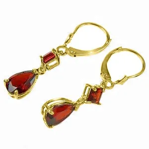 4.5 Carat 14K Solid Yellow Gold Beaute Garnet Earrings