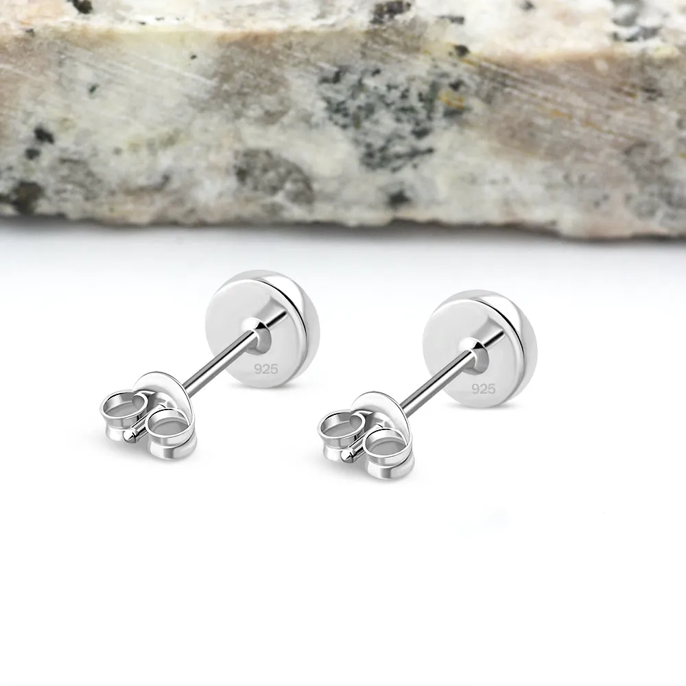 5mm | Round Mother of Pearl Silver Stud Earrings