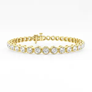 7.00 Carat tw Beautiful Yellow Gold Round Brilliant Cut Shiny  Diamond Ladies Tennis Bracelet.Secure Double Clasp.