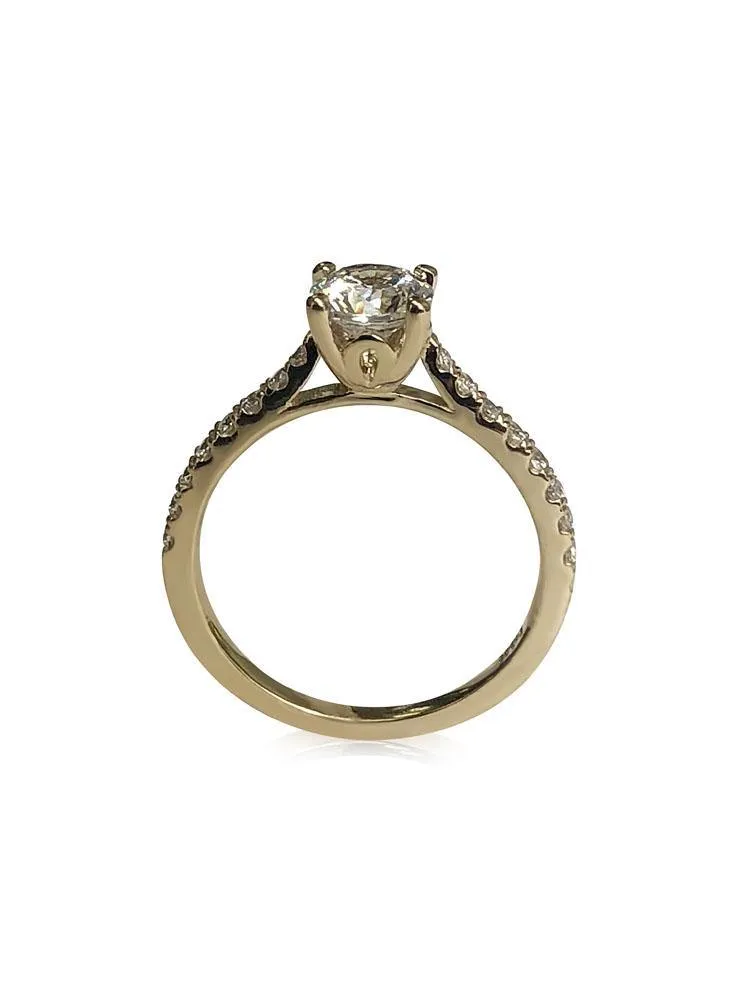 .75 Cubic Zirconia Round Stone 4 prong Engagement ring 14 K Gold