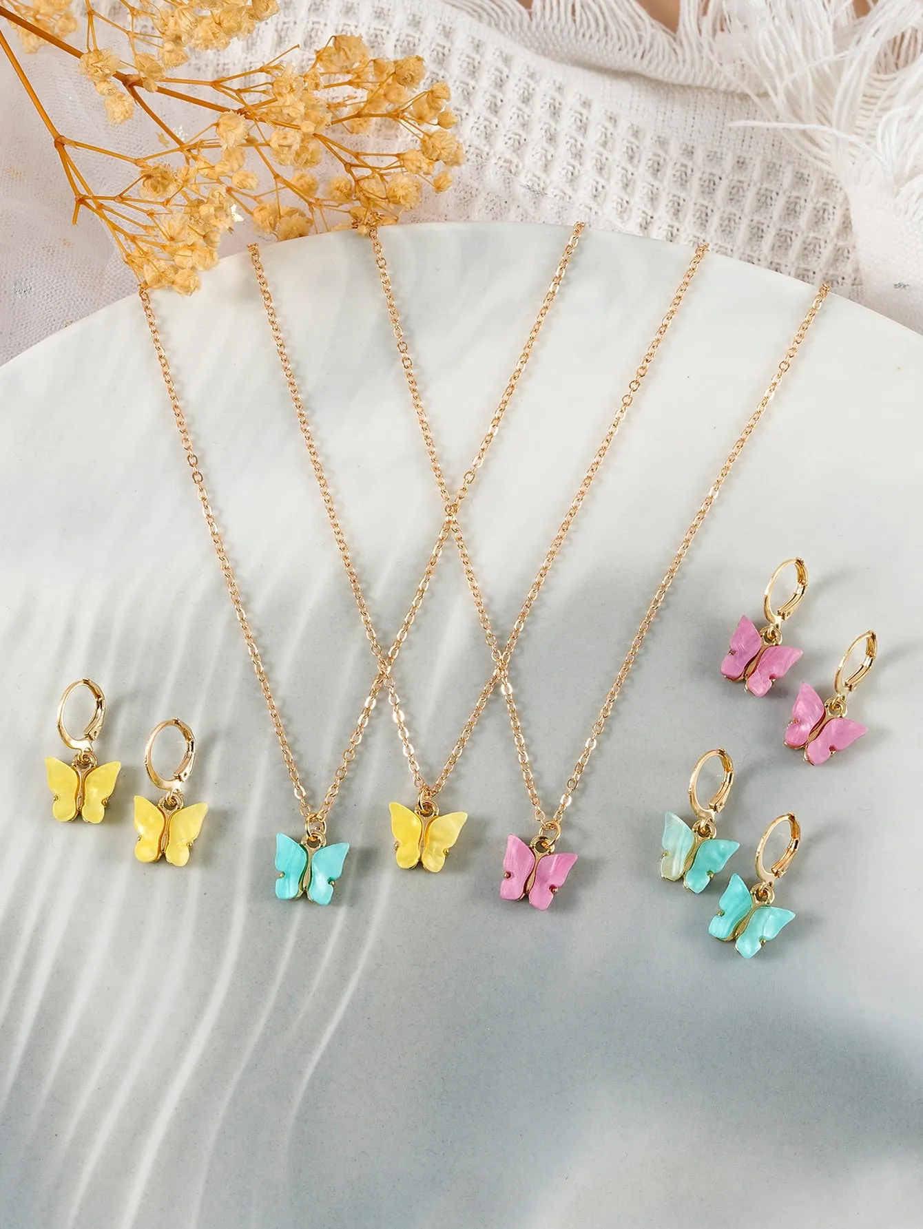 9pcs Butterfly Decor Jewelry Set Necklace and Earrings Jewelry Gift for Women