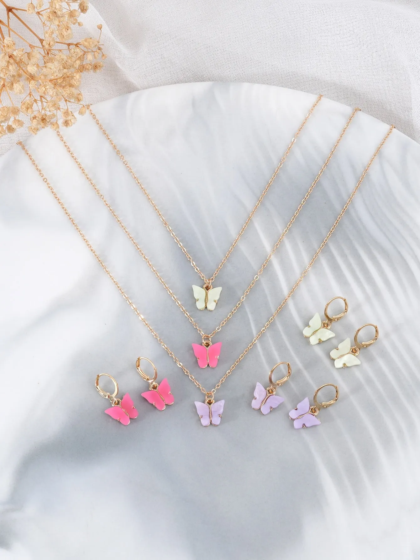 9pcs Butterfly Decor Jewelry Set Necklace and Earrings Jewelry Gift for Women