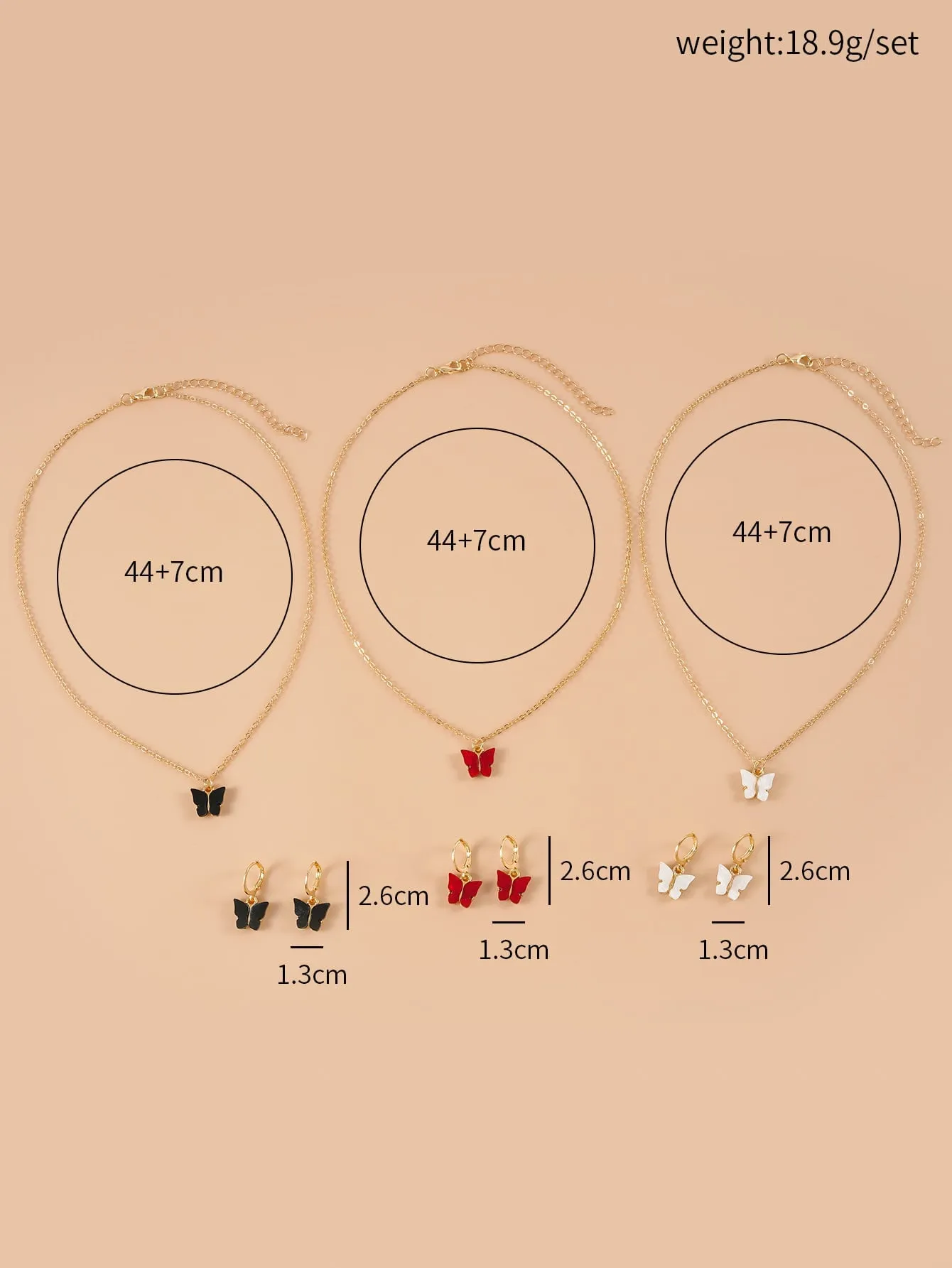 9pcs Butterfly Decor Jewelry Set Necklace and Earrings Jewelry Gift for Women