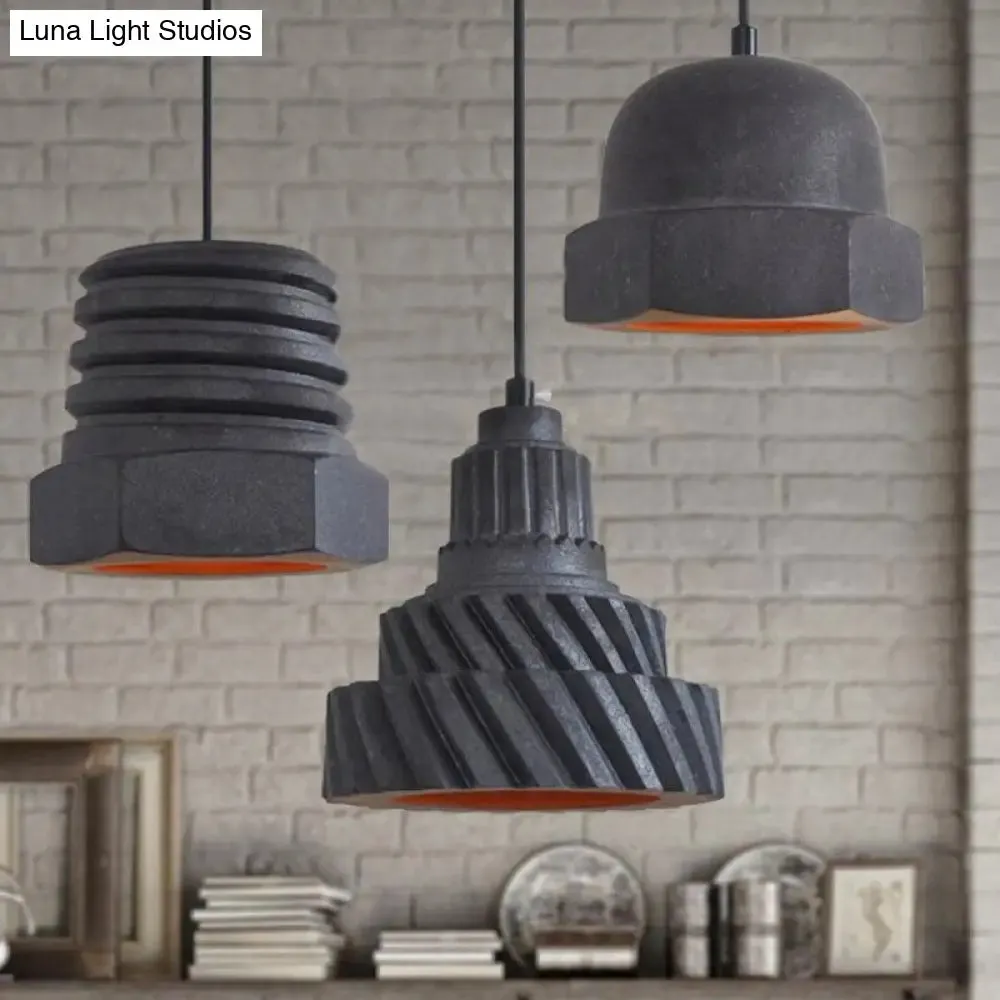 Adjustable Cord Industrial 3-Light Ceramic Pendant Lamp - Black