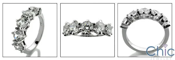 Anniversary 1.5 TCW 5 Round Stone Cubic Zirconia Cz Ring