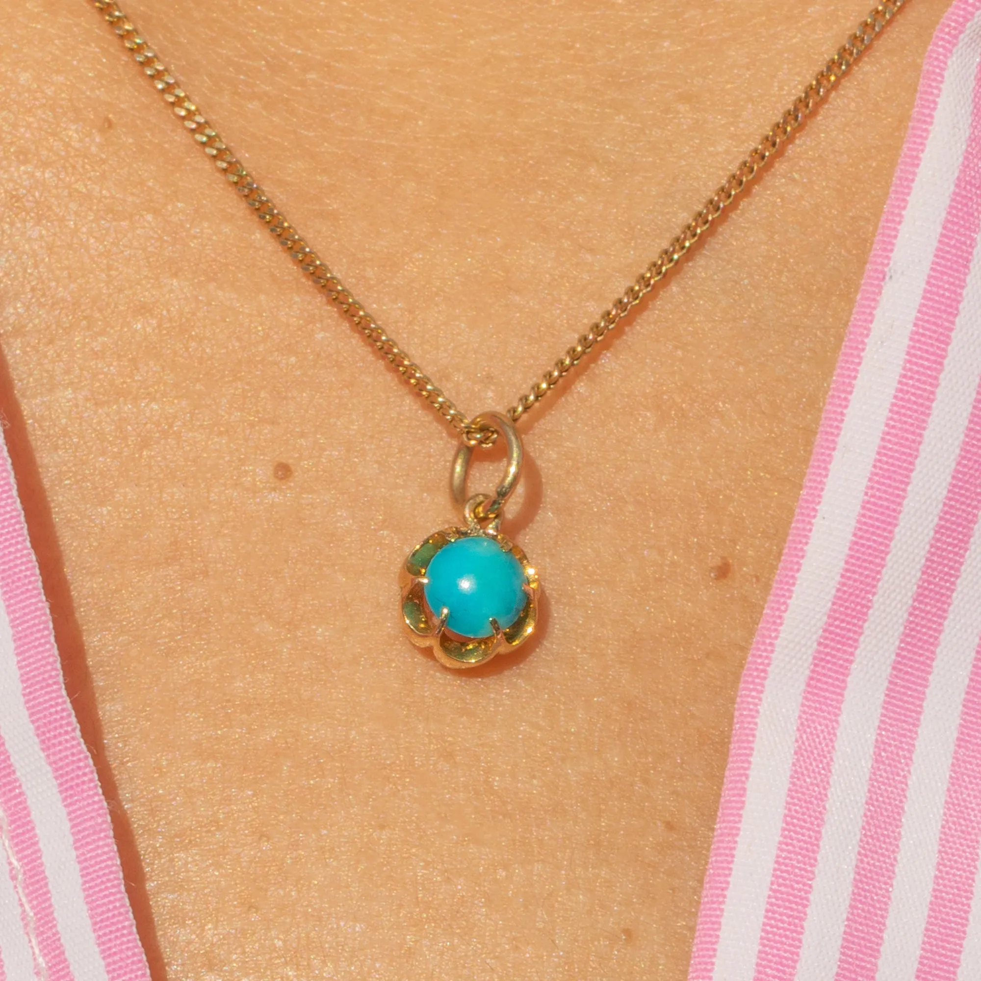 Antique 18ct Gold Turquoise Charm