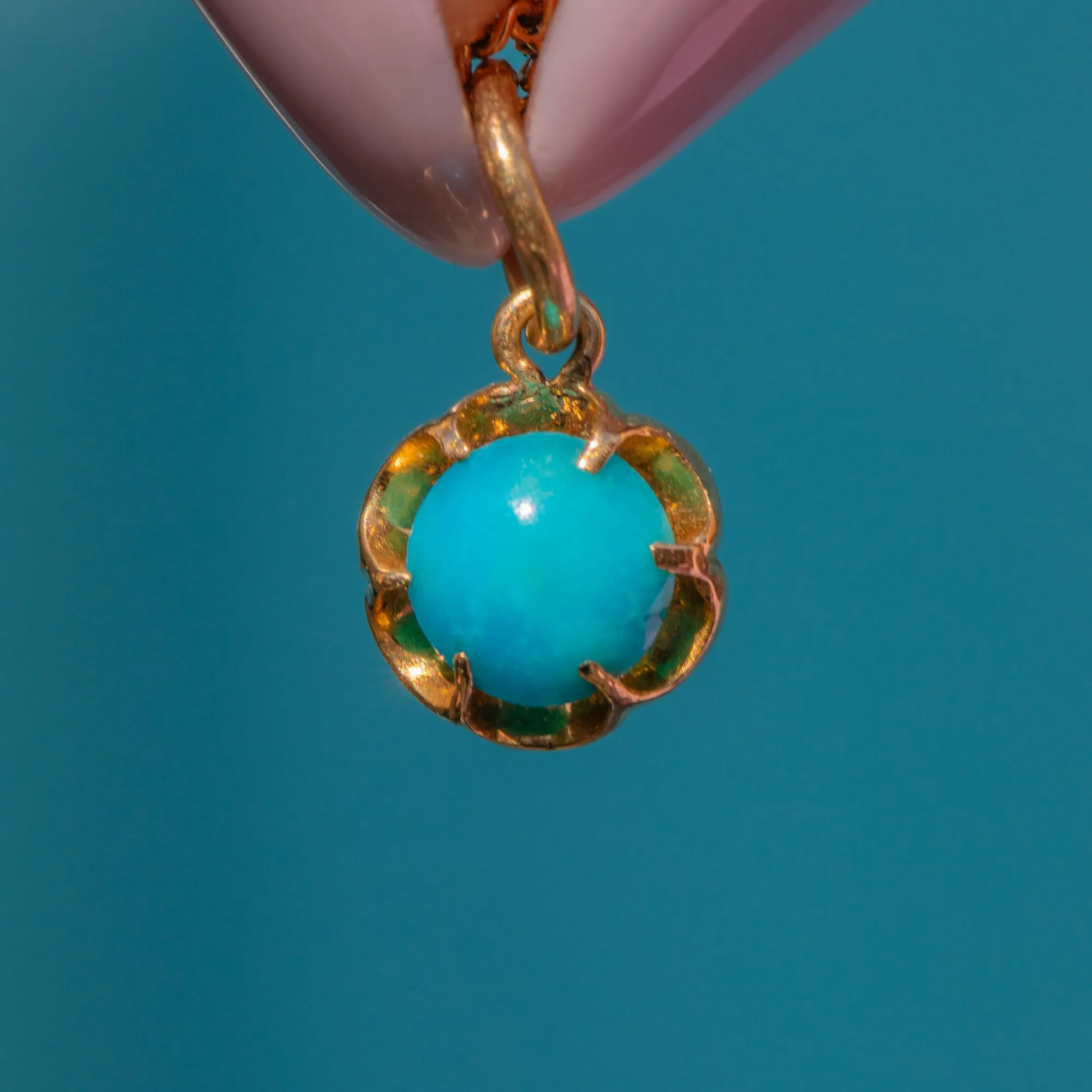 Antique 18ct Gold Turquoise Charm