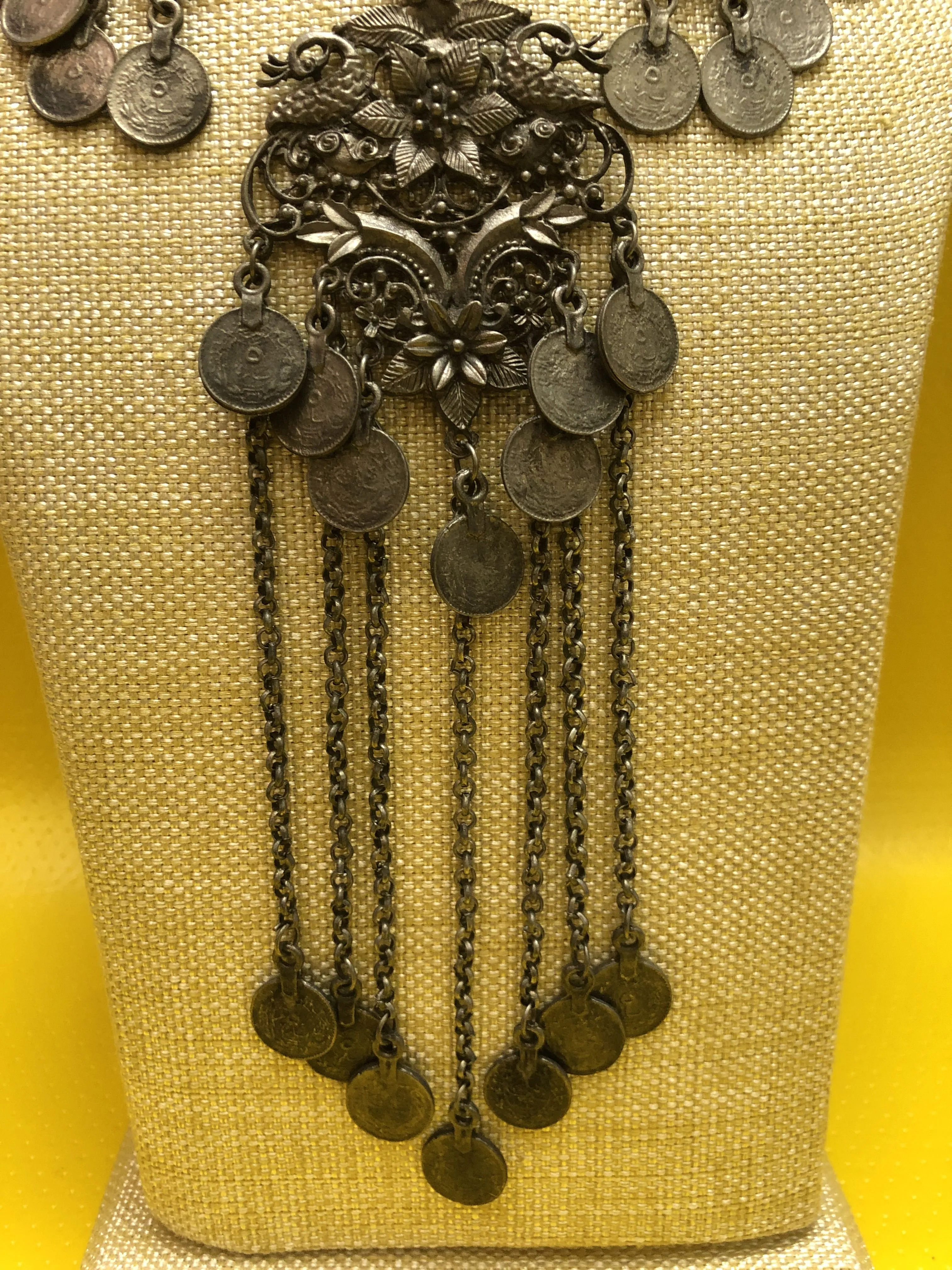 Antique Metal Bib Style Multi-Pendant Necklace Set